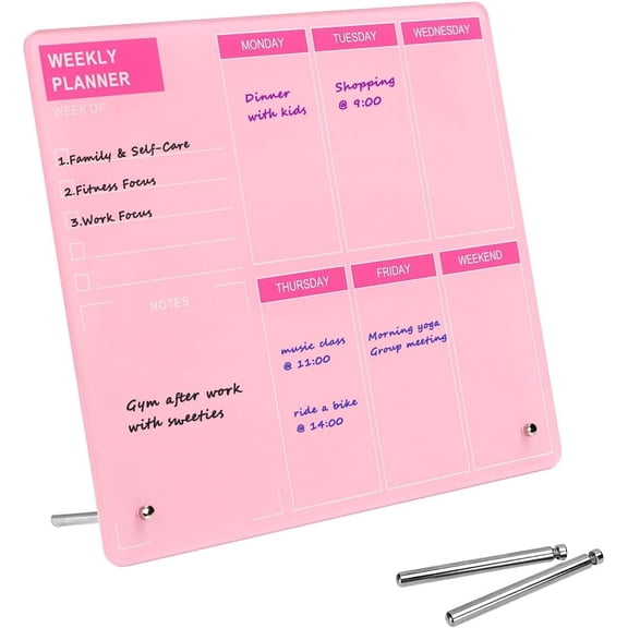 Desktop Weekly Planner Whiteboard with Stand, Dry Erase Weekly Planner for Desk, Weekly White Board with , 9.8"x11.8", Dry Erase Board for Office School