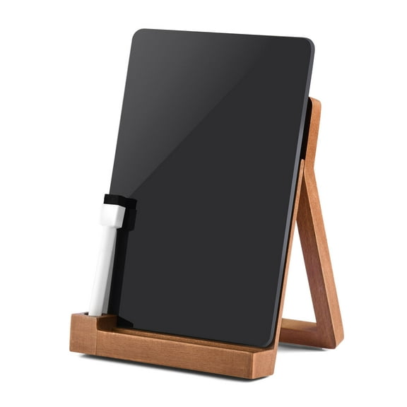 Desktop Whiteboard, Black Glass Desk Dry Erase Board with Reversible Stand, Small White Board for Desk, Mini Tabletop Notepad Easel with Pen Holder for Office, Home, 9.5"6.7", Marker Included