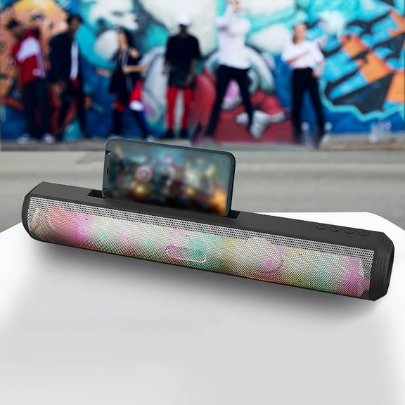 Desktop Wireless Bluetooth 5.0 Speaker, Colorful Flash Light Subwoofer Soundbar, Clear Stereo TV Computer Speaker, Plug-In Card Playback, Space-saving Home Audio Sound Bar