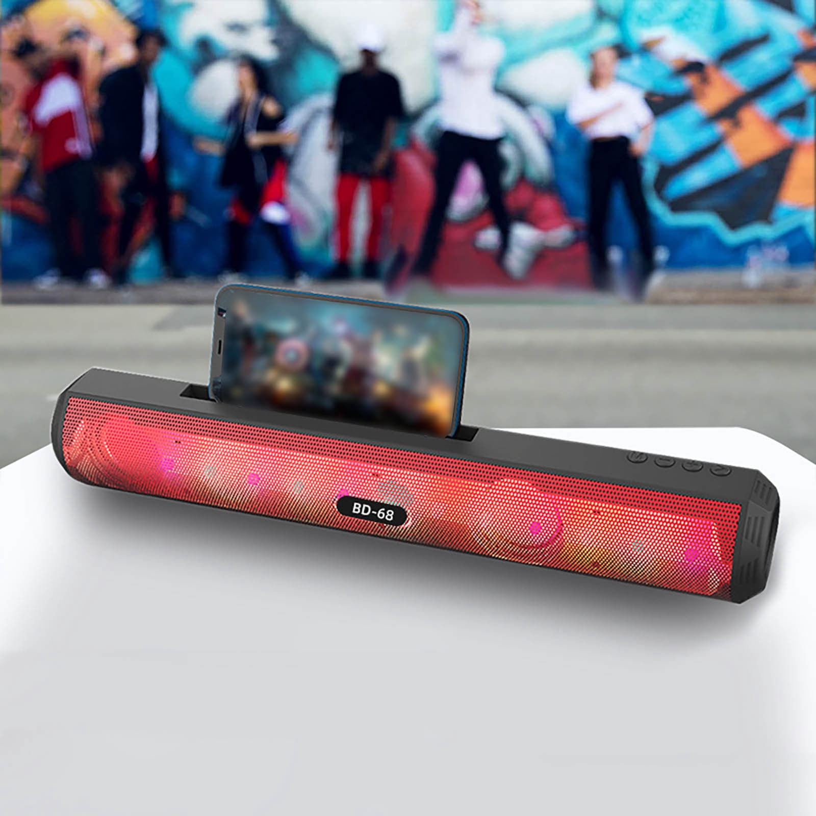 Desktop Wireless Bluetooth 5.0 Speaker, Colorful Flash Light Subwoofer Soundbar, Clear Stereo TV Computer Speaker, Plug-In Card Playback, Space-saving Home Audio Sound Bar
