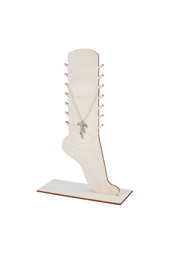 Desktop Wooden Anklet Organizer Display Stands Foot Shape Old Lace 20x8x32cm