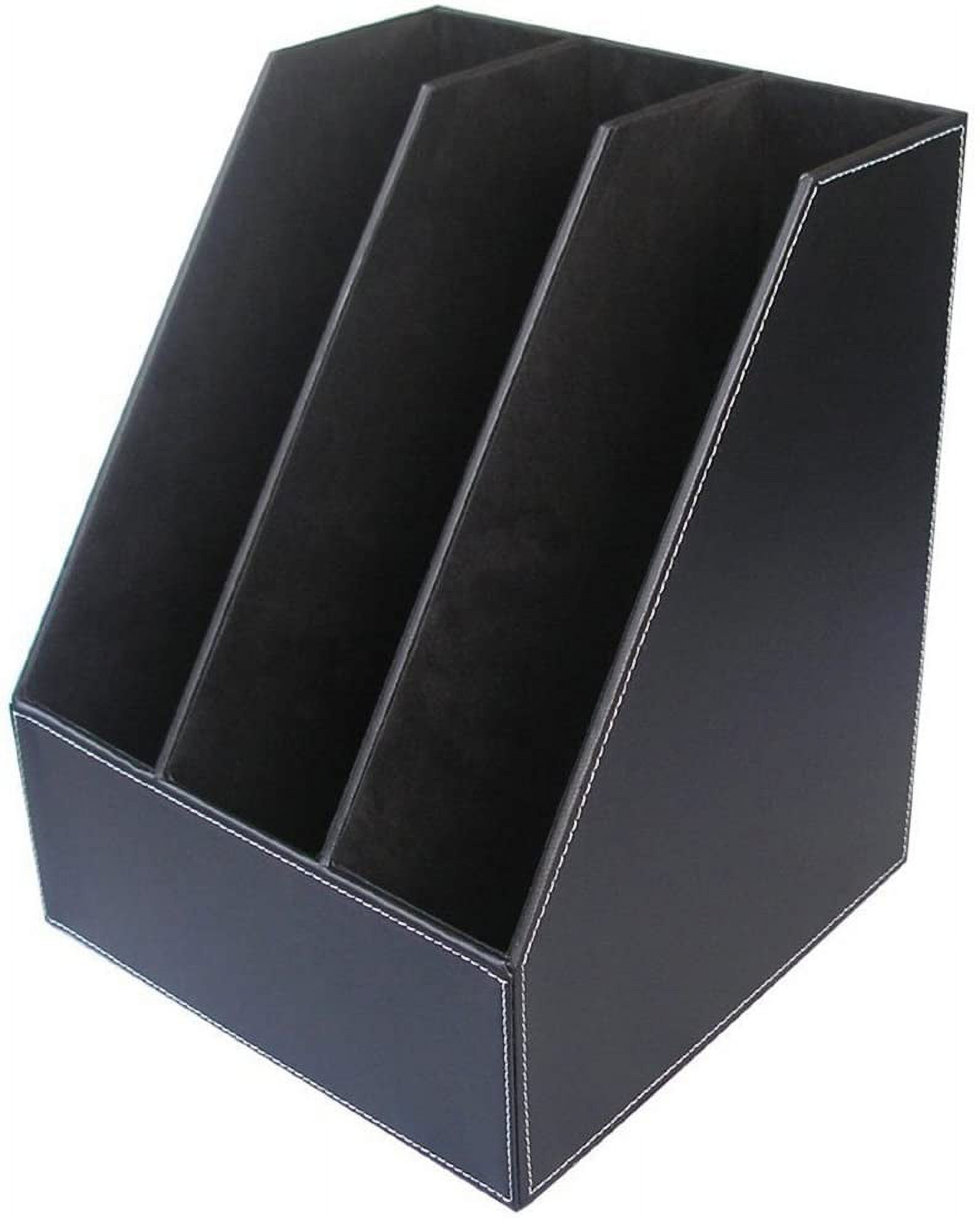 Desktop Wooden Leatherette Magazine File Compartment