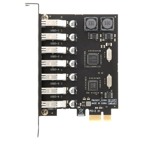 Desktop Workstation USB Expansion PCI-E Card, 7-Port USB 3.0 Adapter for Users With Limited Ports