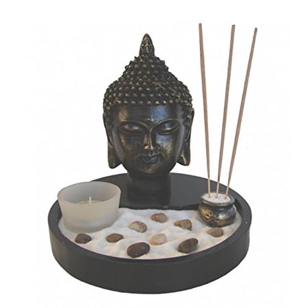 Feng Shui Import Desktop Zen Garden With Buddha Head Statue