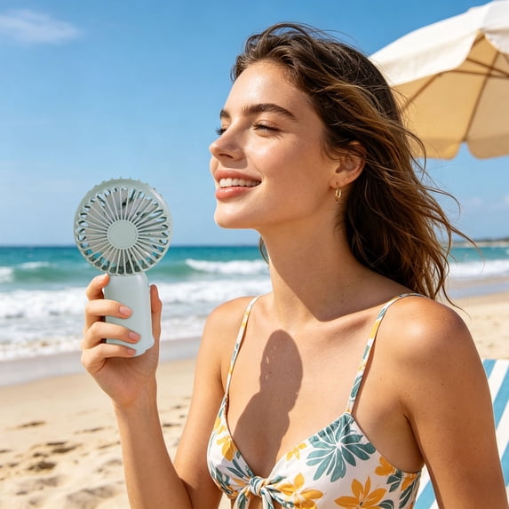 Desktop and Handheld Small Fan USB Rechargeable Portable Fan with Three Speed Settings Powerful Wind for Indoor Outdoor Use Personal Cooling Device