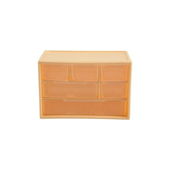 Desktop cosmetic storage box drawer-style six-grid acrylic storage box dustproof Yellow