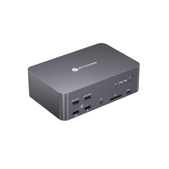 (Desktop only) AV Access KVM Switch 3 Monitors 2 Computers 8K@60Hz, 1G Ethernet for 2 PCs, with Remote Controller, 3xUSB 3.0, Docking Station Triple Monitor, 4K@165/144Hz, 2K@144Hz for Dell HP