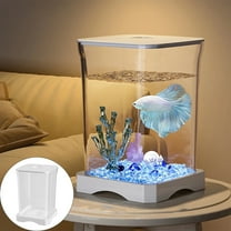 Desktop ornament,Aquarium Kit Small Glass Fish Tank Desktop Fish Bowl For With Filter Pump LED Light