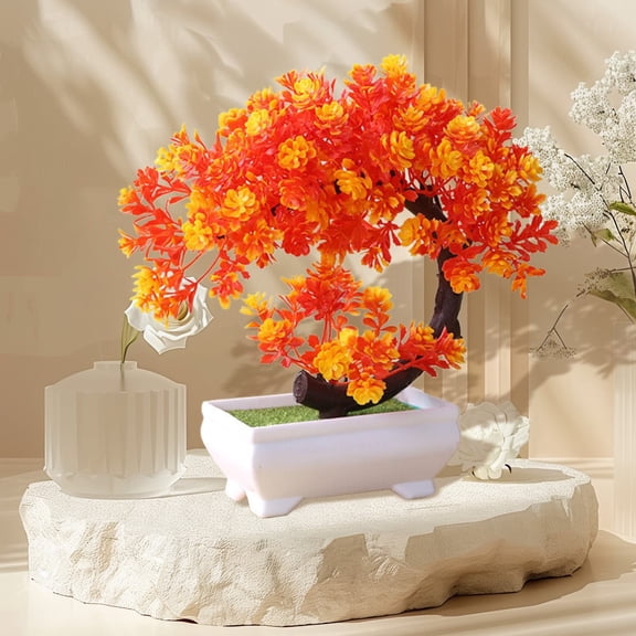 Desktop ornament,Bonsai Tree Potted Artificial Bonsai Tree With Cement Pot Home And Decor Table Desk