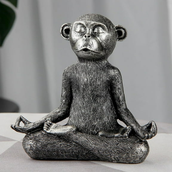 Desktop ornament,Monkey Statue For Home Decoration Monkey Figurine Sitting In Yoga Pose For Meditation Zen Living Room Bedroom Shelf Bookshelf Decor Cute Animal Gifts Small
