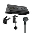 thumbnail image 1 of Desktop power outlet edge clamp mount with 3 AC outlet & 4pcs fast charing USB ports for home hotel office dormitory, 1 of 4