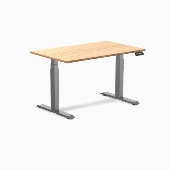 Desky Dual Bamboo Sit Stand Desk - Bamboo / 48 X 30 Inches / Space Gray