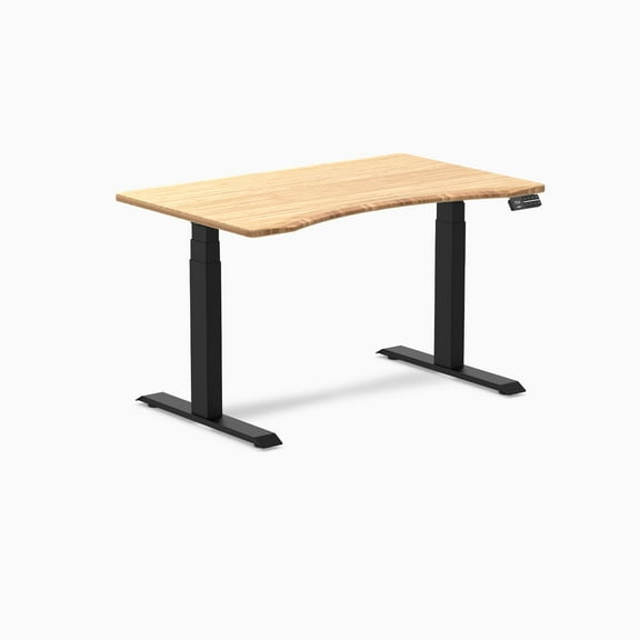 Desky Dual Ergo Edge Sit Stand Desk - Bamboo / 48 X 30 Inches / Matte Black