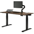 thumbnail image 1 of Desky Dual Hardwood Sit Stand Desk - Pheasantwood / 60 X 30 Inches / Matte Black, 1 of 10