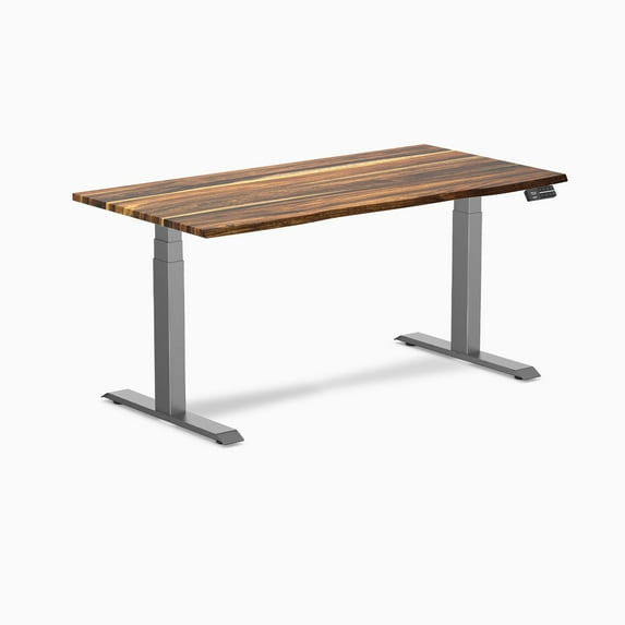Desky Dual Hardwood Sit Stand Desk - Pheasantwood / 60 X 30 Inches / Space Gray