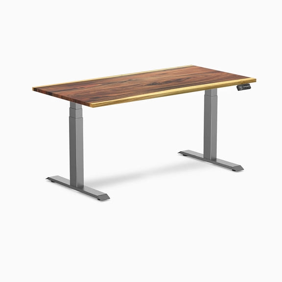Desky Dual Hardwood Sit Stand Desk - Saman / 60 X 30 Inches / Space Gray