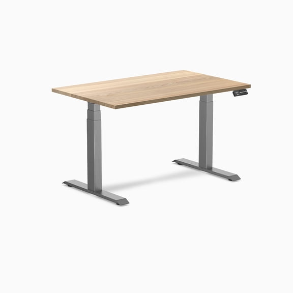 Desky Dual Hardwood Sit Stand Desk - White Ash / 48 X 30 Inches / Space Gray