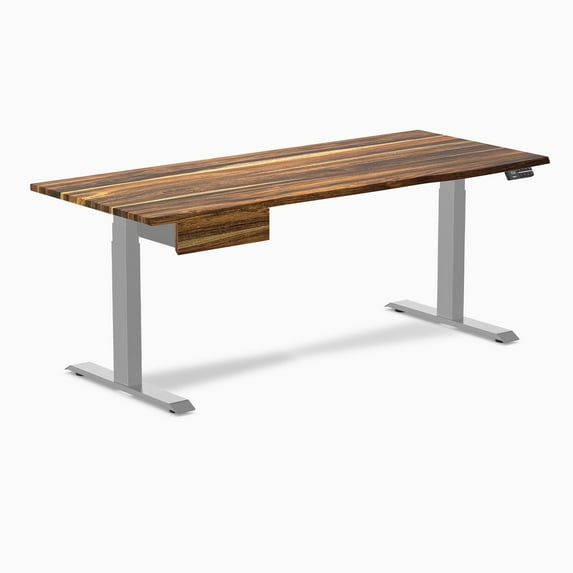 Desky Dual Hardwood Standing Desk With Drawer - Pheasantwood / 72 X 30 Inches / Gray