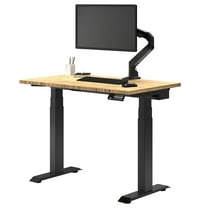 Desky Dual Mini Bamboo Sit Stand Desk - Bamboo / 32" X 20" / Matte Black