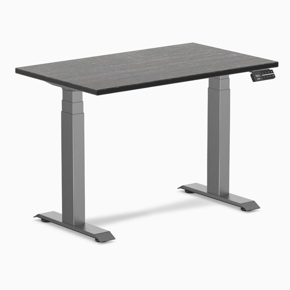 Desky Dual Mini Bamboo Sit Stand Desk - Dark Bamboo / 40 X 24 Inches / Space Gray