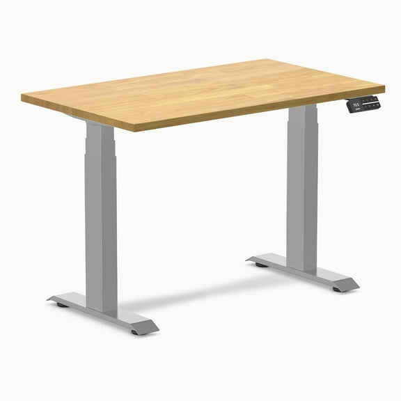 Desky Dual Mini Rubberwood Sit Stand Desk - Light Oak / 40" X 24" / Gray