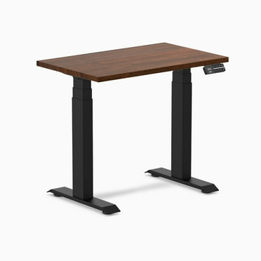 Desky Dual Mini Rubberwood Sit Stand Desk - Red Walnut / 32" X 20" / Matte Black