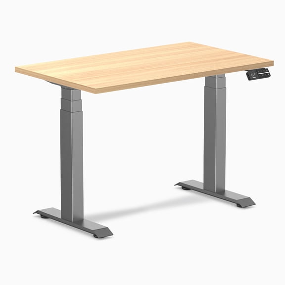 Desky Dual Mini Sit Stand Desk - Sublime Teak / 40 X 24 Inches / Space Gray