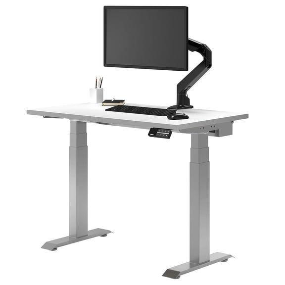 Desky Dual Mini Sit Stand Desk - White / 32 X 20 Inches / Gray