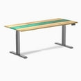 thumbnail image 1 of Desky Dual Resin Hardwood Sit Stand Desk - White Ash Emerald River / 72 X 30 Inches / Space Gray, 1 of 10