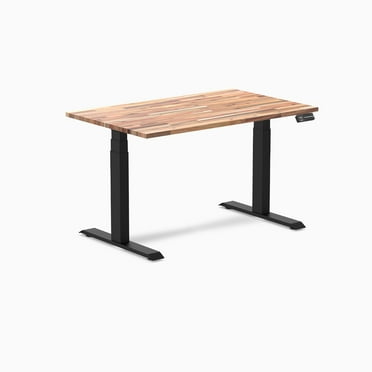 Desky Dual Softwood Sit Stand Desk - Acacia / 48 X 30 Inches / Matte Black