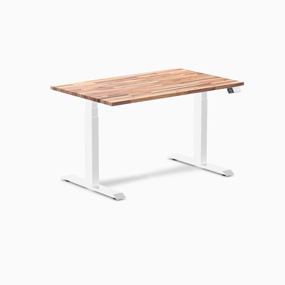 Desky Dual Softwood Sit Stand Desk - Acacia / 48 X 30 Inches / White
