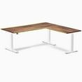 thumbnail image 1 of Desky Hardwood L-Shape Sit Stand Desk - Saman / 72 X 30 X 70 X 24 Inches / White, 1 of 7