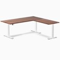 thumbnail image 1 of Desky Hardwood L-Shape Sit Stand Desk - Walnut / 72 X 30 X 70 X 24 Inches / White, 1 of 10