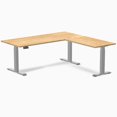 thumbnail image 1 of Desky Hardwood L-Shape Sit Stand Desk - White Oak / 72 X 30 X 70 X 24 Inches / Gray, 1 of 10