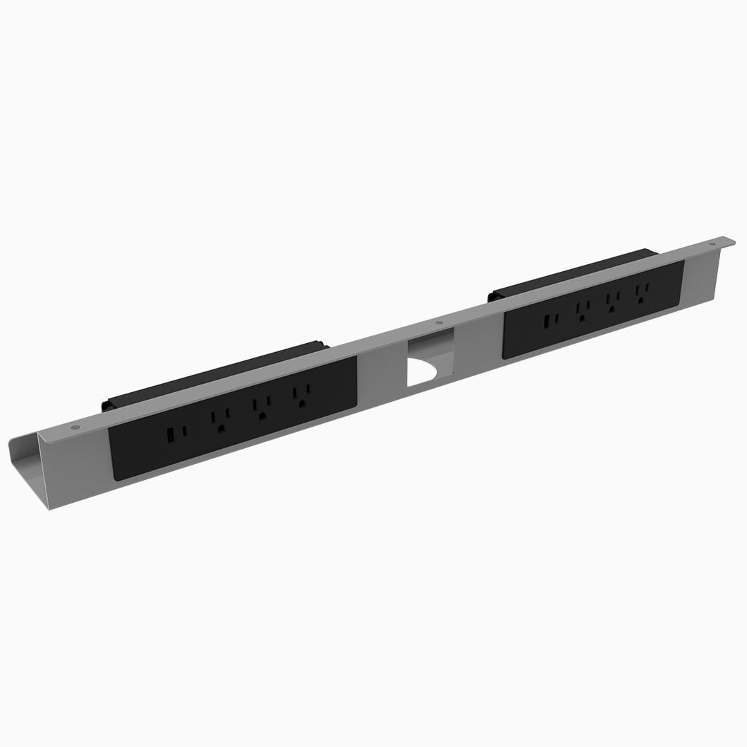 Desky Mini Cable & Power Tray - Gray / 6 Plugs + 2 X USB-C + 2 X USB ...