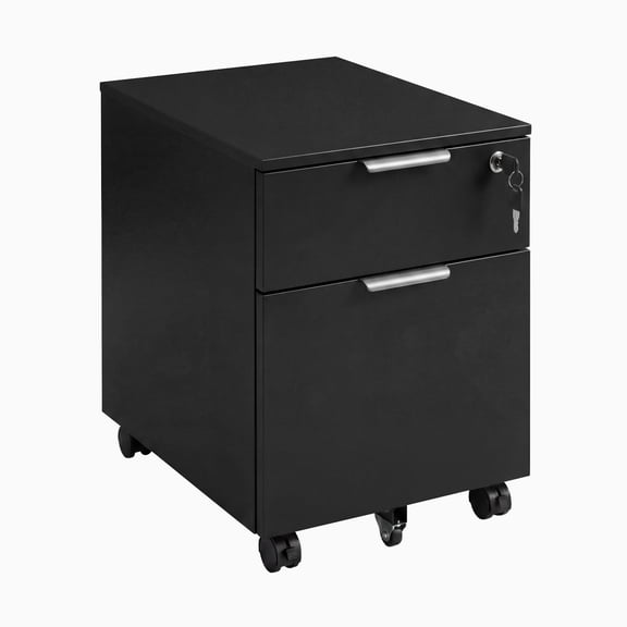 Desky Minimal Filing Cabinet - Black / Black Laminate