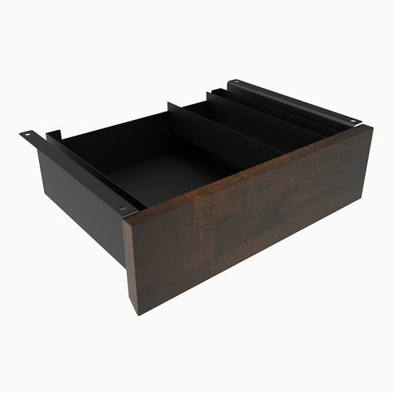 Desky Minimal Under Desk Drawer - Red Walnut Rubberwood / Black