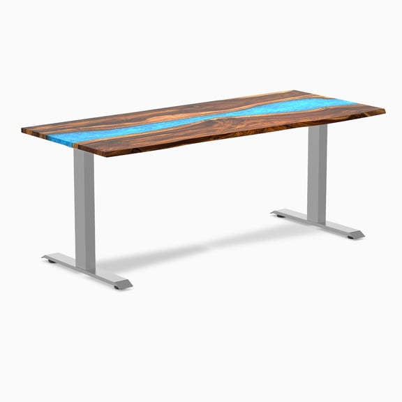 Desky Resin Hardwood Office Desk - Pheasantwood Blue River / 72 X 30 Inches / Gray