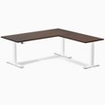 thumbnail image 1 of Desky Rubberwood L-Shape Sit Stand Desk - Dark Walnut / 72 X 30 X 70 X 24 Inches / White, 1 of 10