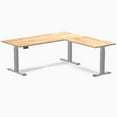 thumbnail image 1 of Desky Rubberwood L-Shape Sit Stand Desk - Natural Timber / 72 X 30 X 70 X 24 Inches / Gray, 1 of 10