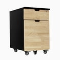 thumbnail image 1 of Desky Wooden Minimal Filing Cabinet - Black / Rubberwood Natural, 1 of 10