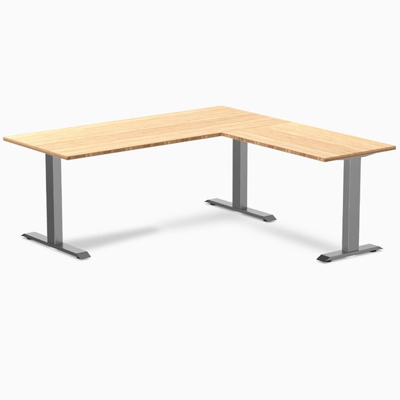 Desky Zero Bamboo L-Shape Office Desk - Bamboo / 72 X 30 X 70 X 24 Inches / Space Gray