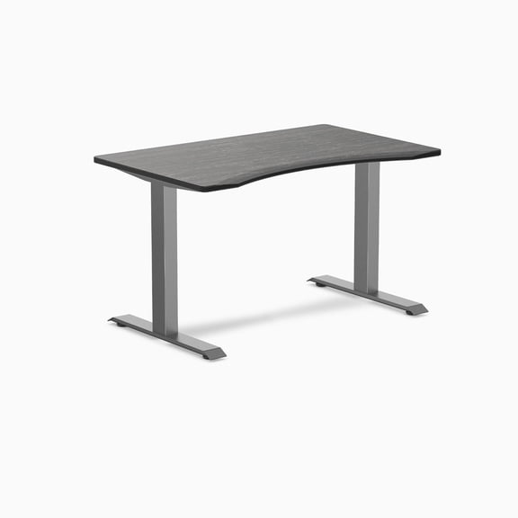 Desky Zero Ergo Edge Office Desk - Dark Bamboo / 48 X 30 Inches / Space Gray