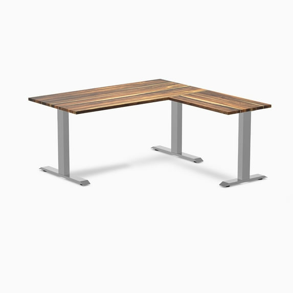 Desky Zero Hardwood L-Shape Office Desk - Pheasantwood / 60 X 30 X 62 X 20 Inches / Gray