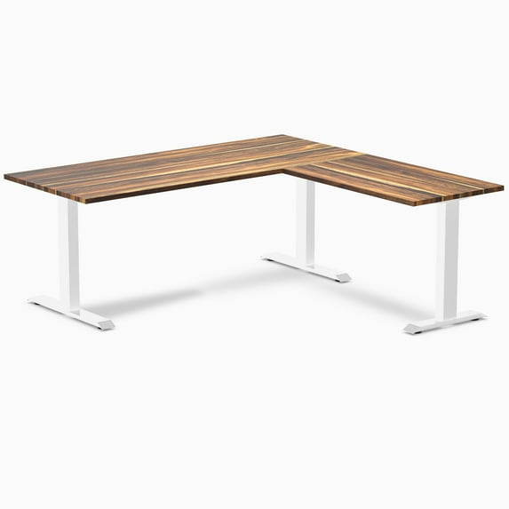 Desky Zero Hardwood L-Shape Office Desk - Pheasantwood / 72 X 30 X 70 X 24 Inches / White