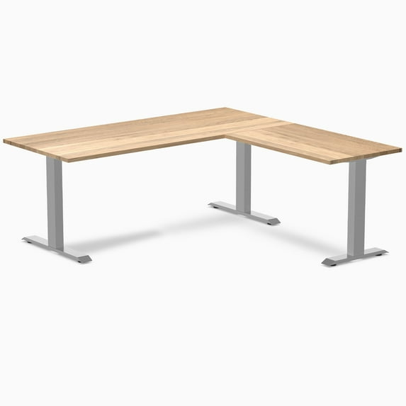 Desky Zero Hardwood L-Shape Office Desk - White Oak / 72 X 30 X 70 X 24 Inches / Gray
