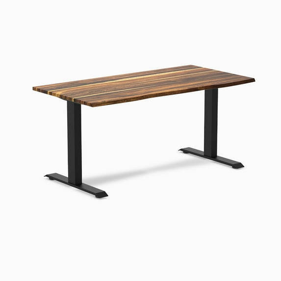 Desky Zero Hardwood Office Desk - Pheasantwood / 60 X 30 Inches / Matte Black