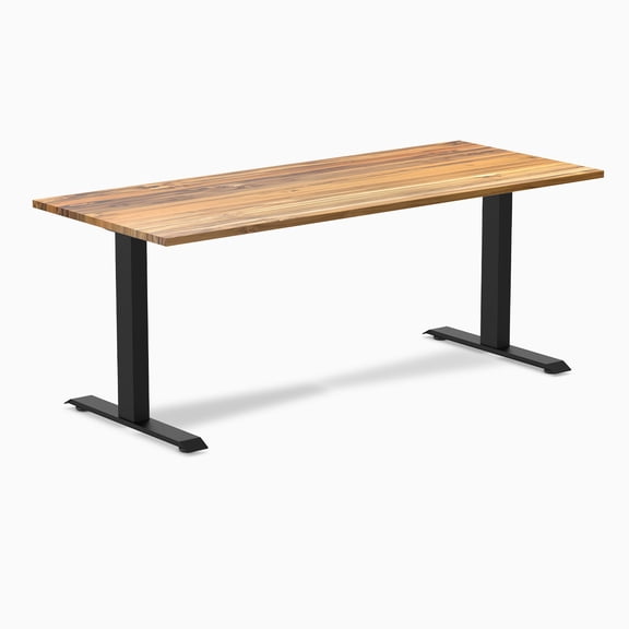 Desky Zero Hardwood Office Desk - Teak / 72 X 30 Inches / Matte Black