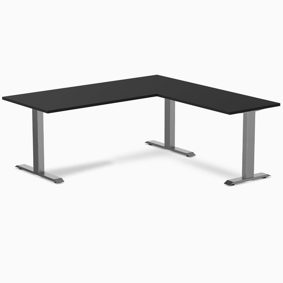 Desky Zero Laminate L-Shape Office Desk - Black / 70.9 X 29.5 X 68.9 X 23.6 Inches / Space Gray