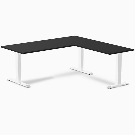 Desky Zero Laminate L-Shape Office Desk - Black / 70.9 X 29.5 X 68.9 X 23.6 Inches / White